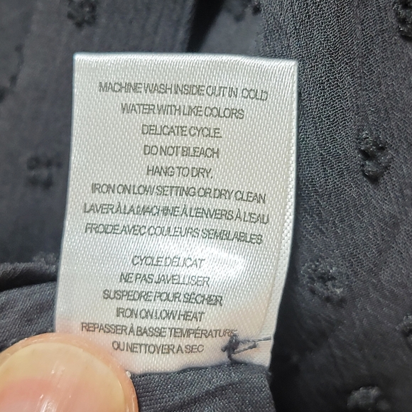 Haver London Blouse Womens L Black Button Flutter Sleeve Swiss Dot Lined Sheer - Picture 9 of 13